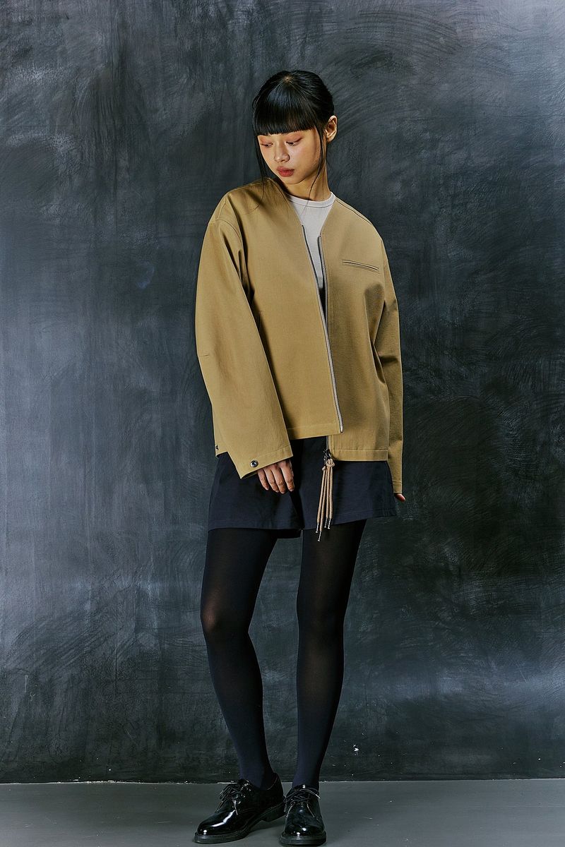 EARTH COTTON Y ZIP-UP JACKET (Beige)