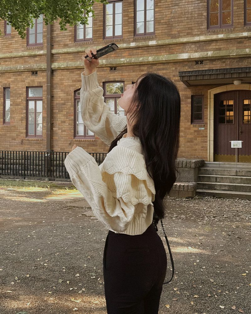 Savel frill cropped cardigan