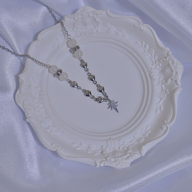 Crystal Heart White Jade Gemstone Necklace
