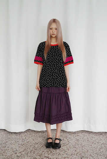 KOOKEESEE(クキシ)の「Katie Frill Midi Skirt (deep purple)(Skirts)」