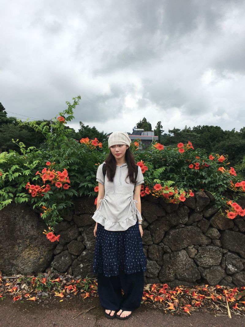 Lily Dot Unbalanced Denim Skirt (2c)