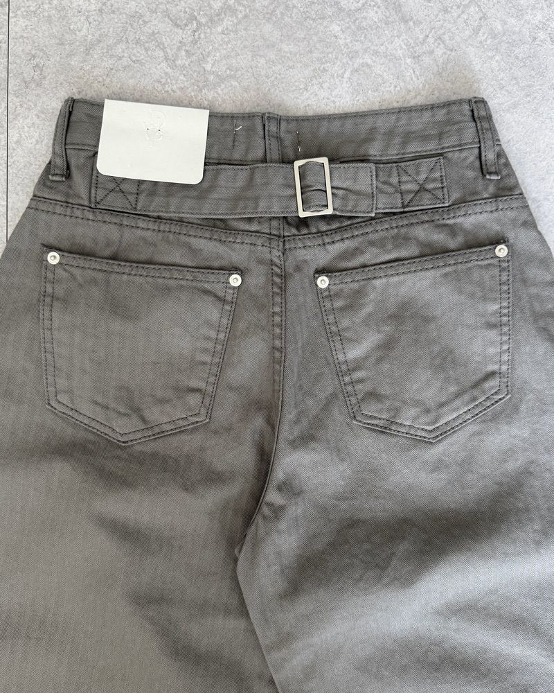 HERRINGBONE ROLL-UP BUCKLE PANTS
