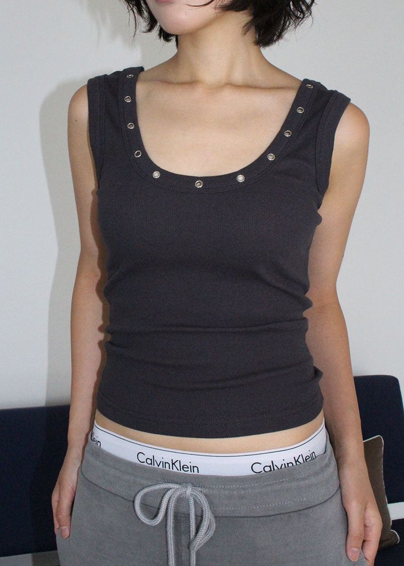 EYELET RIB SLEEVELESS