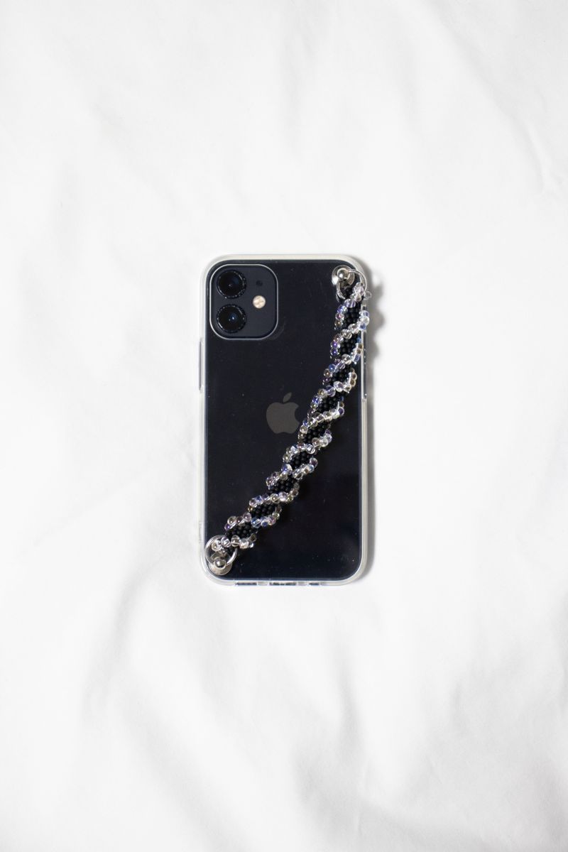 Bubble crochet phone case strap (black)