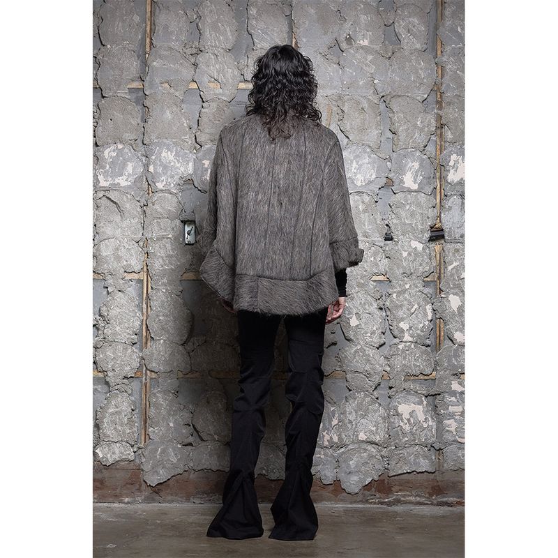 HAIRY BELTED CAPE COAT