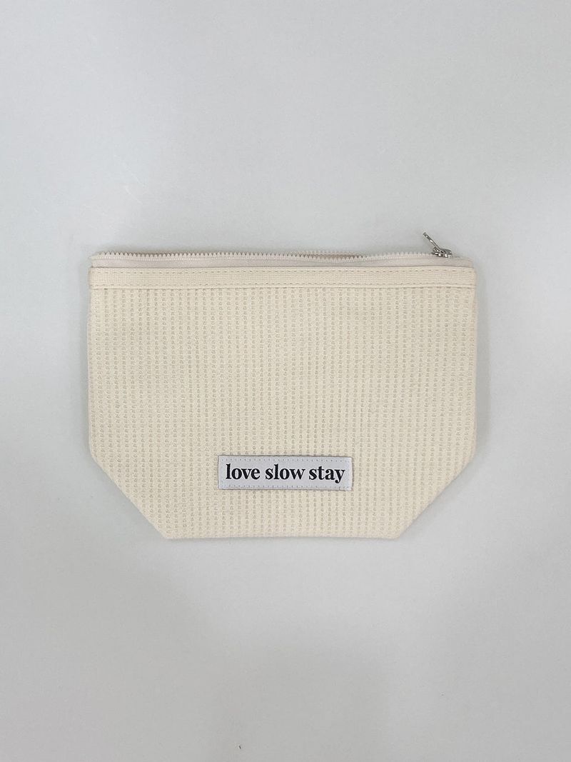 lss basic pouch (L size) _ waffle ivory