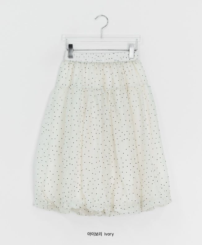 Chitoa Dot Chiffon Balloon Midi Skirt