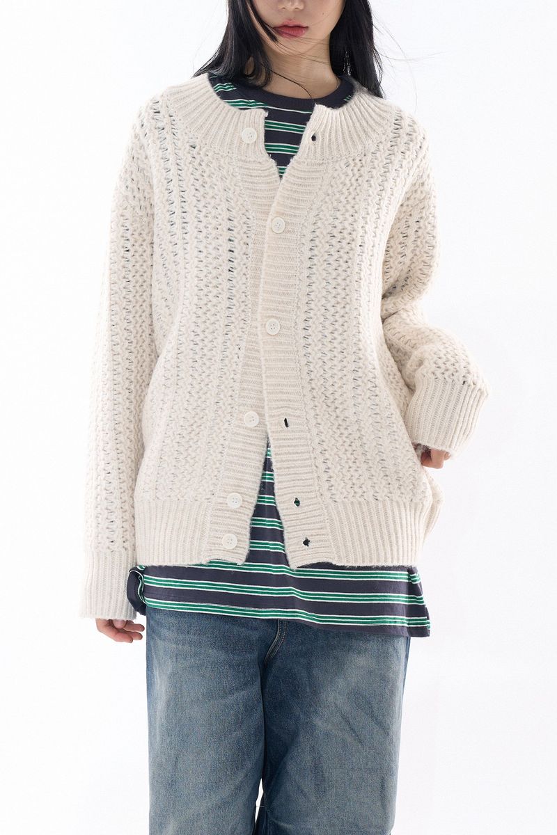 Maya round-neck wool brush cardigan