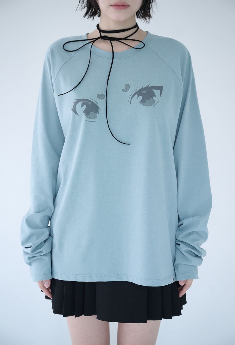 MIRE EYES RAGLAN T DUSTY BLUE