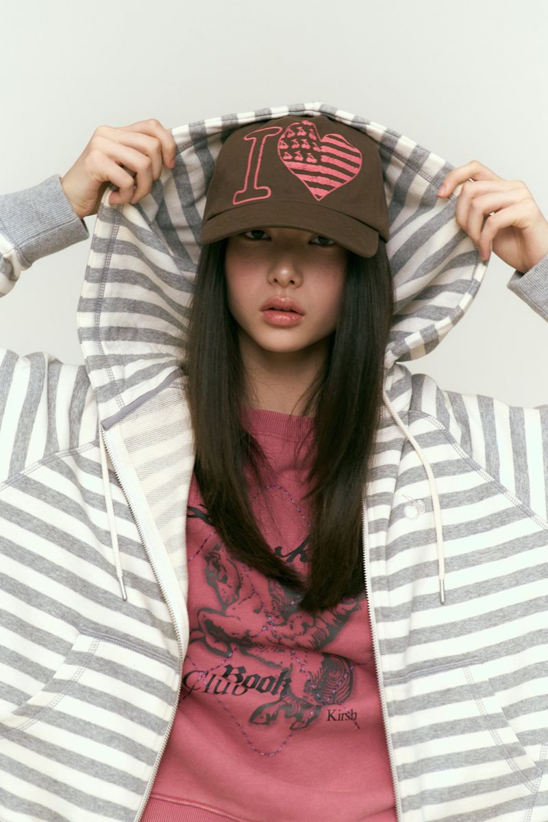 STRIPE HOODIE ZIP UP [OAT MEAL]