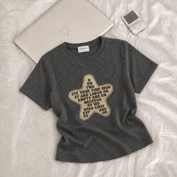 hijjoo（ハイチュー）の「[Vintage Short Sleeve💫]ワン スター ストライプ ショートスリーブ (3 colors)（トップス）」