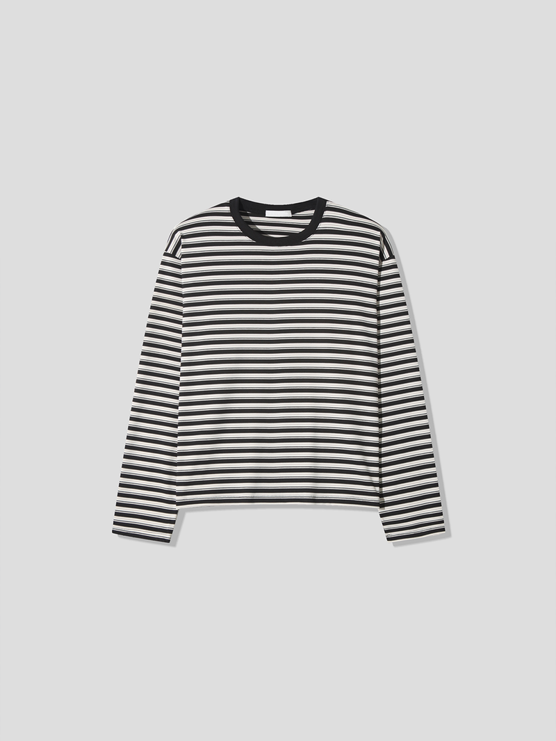 With crop stripe long-sleeve tee