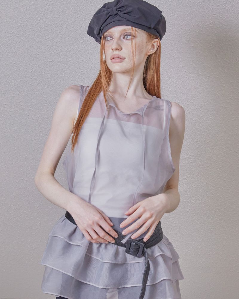 glitter sheer unbalance layered op