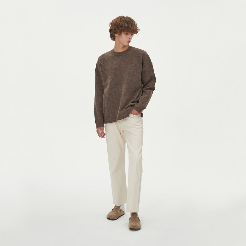 BLONDNINE（ブロンドナイン）の「CASHLIKE ROUND NECK KNIT_BROWN（Tops）」