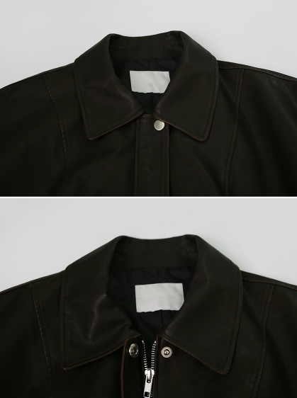 Classic Autumn Crop Leather Jacket (2color)