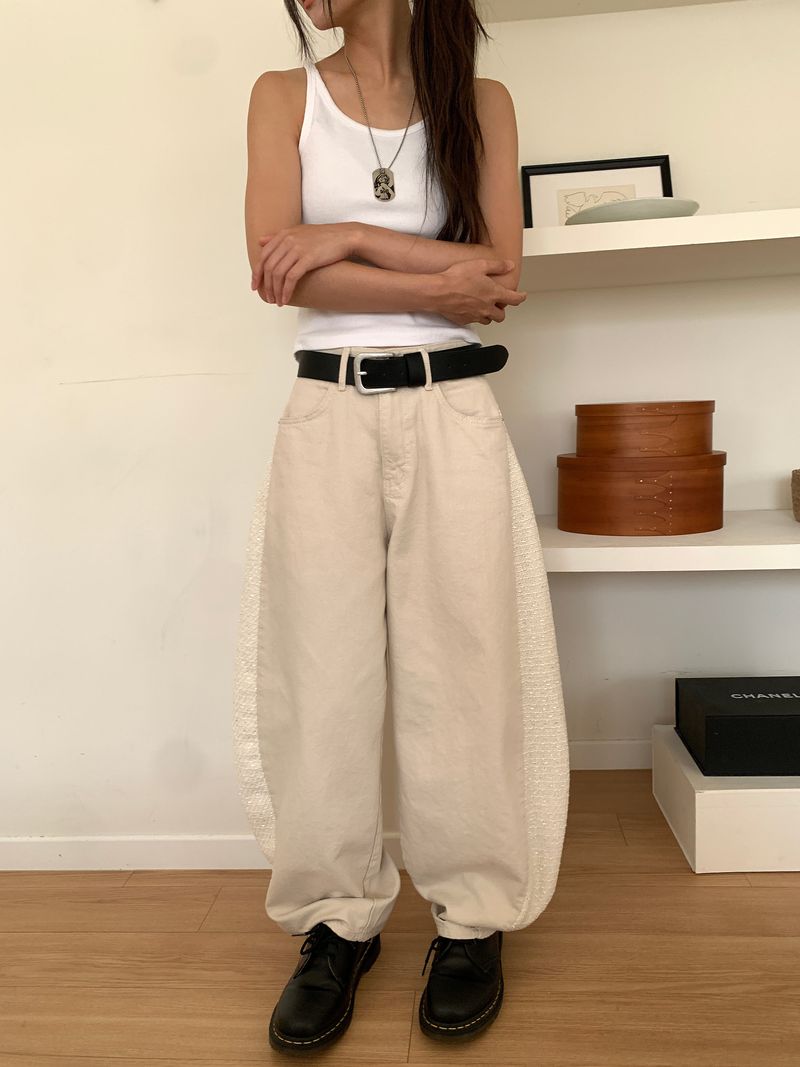 TWILL MIX CURVED PANTS (2C)