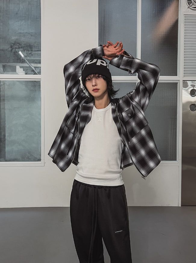 Philly loose fit checked hoodie jacket