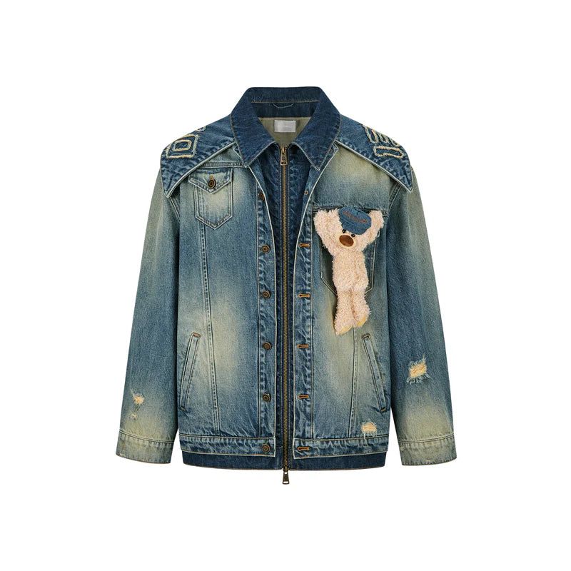 13DE MARZO Double Collar Denim Coat