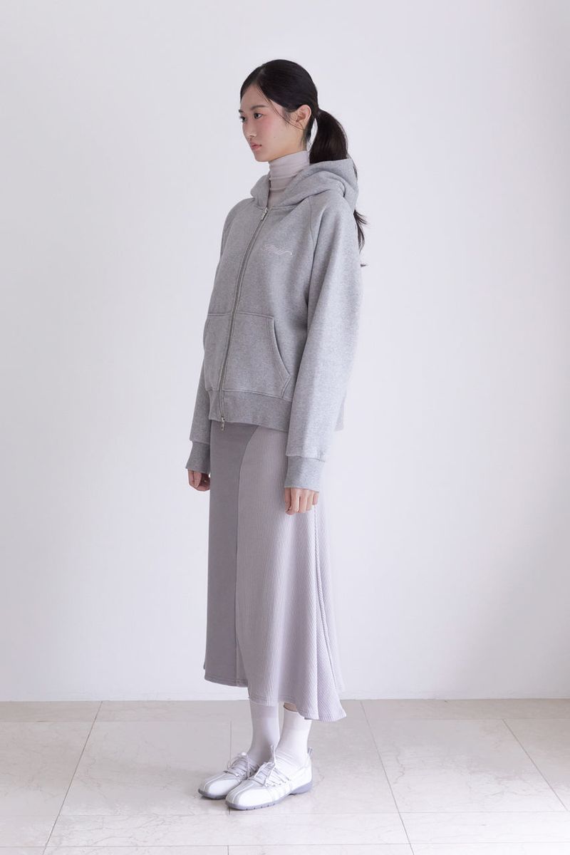 Raglan 2way Hood Zip-up (MELANGE GREY)