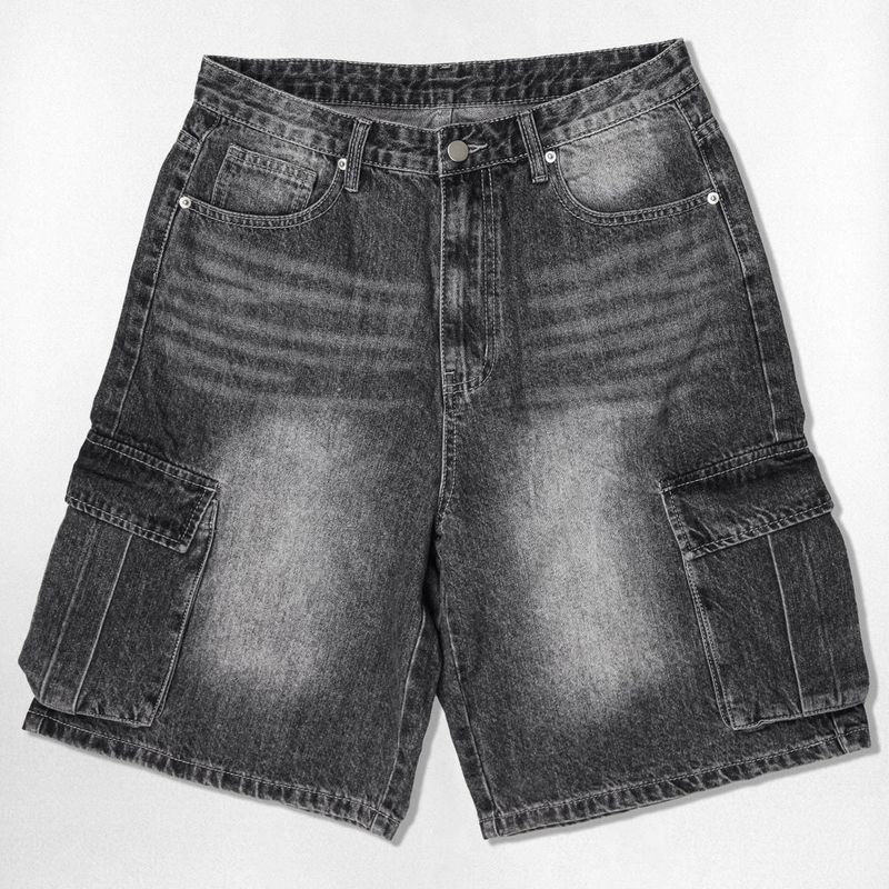 Basic Washing Bermuda Cargo Denim Pants - 3COLOR