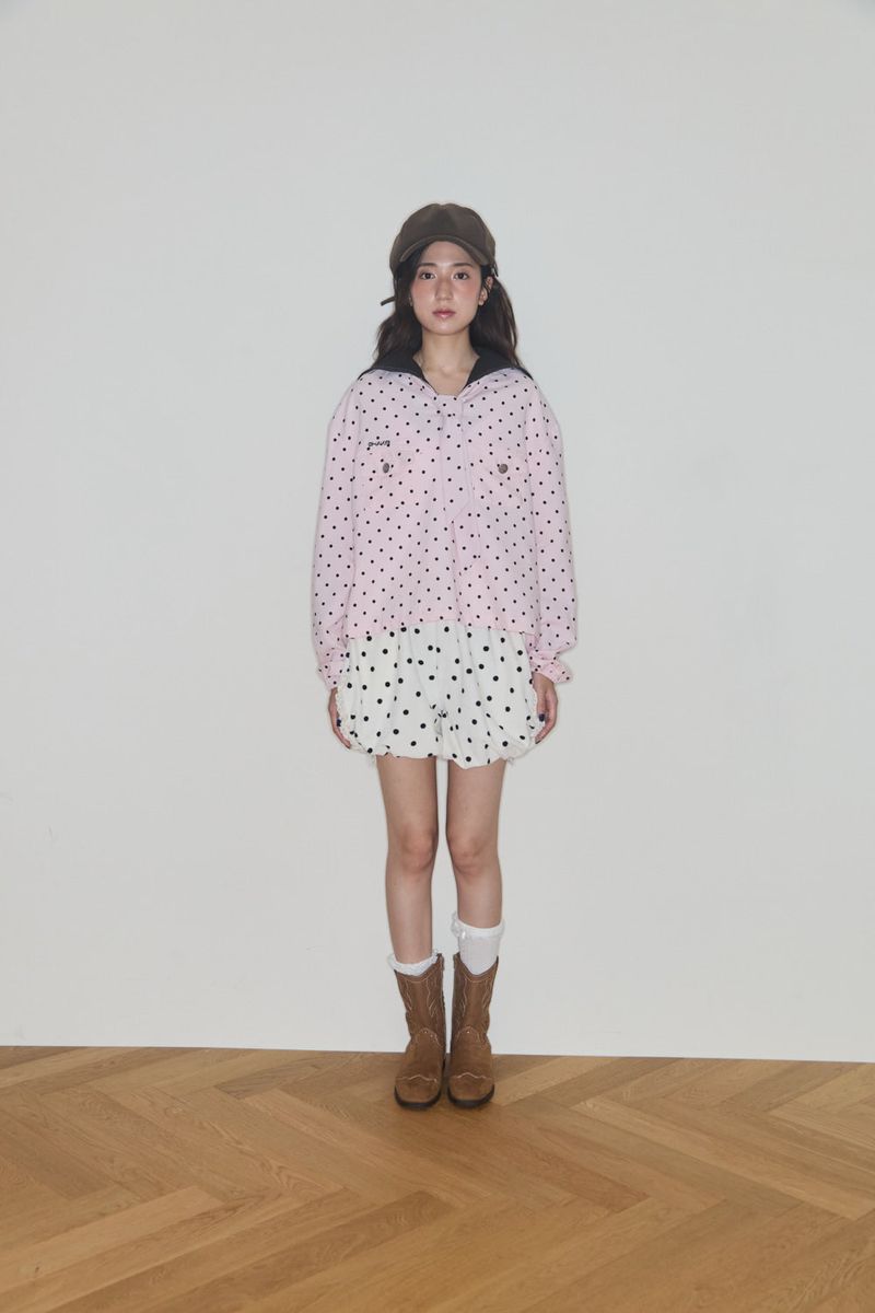POLKA TERRY PUMPKIN PANTS (WHITE)