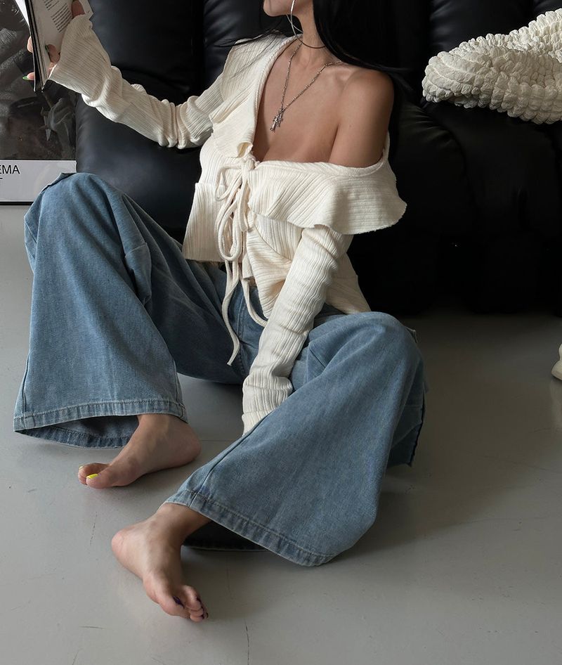 Strap Cargo Wide Jeans
