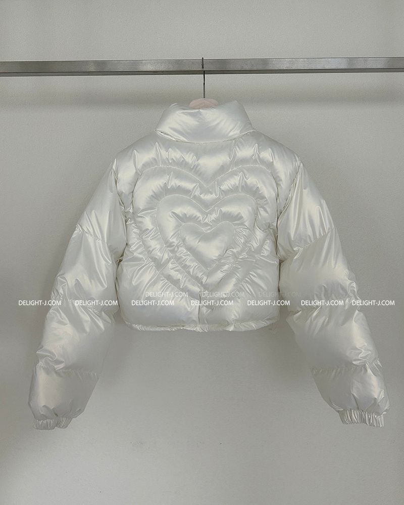 Heart hologram wellon short padded coat