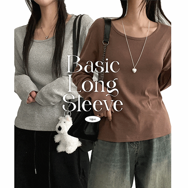 hijjoo（ハイチュー）の「Benground Neck Basic Long Sleeve T-shirt（Tops）」