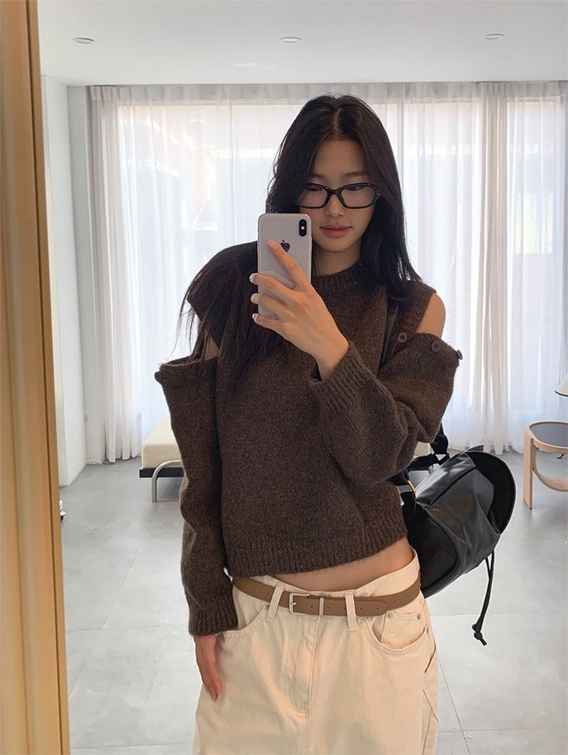 KATE OPENED BUTTON KNIT (2C)