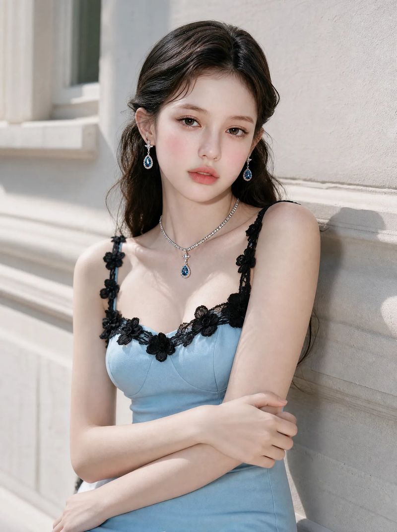 Romantic Queen Earring - Light Sapphire