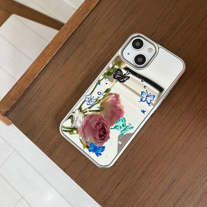 [MADE][Mirror Silver Bumper Case] Butterfly Drawing Mirror Case