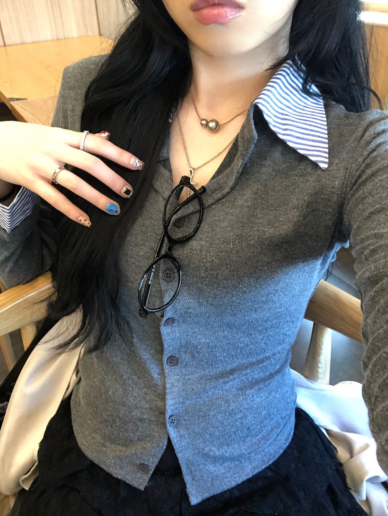 Pellen shirt cardigan (Gray)