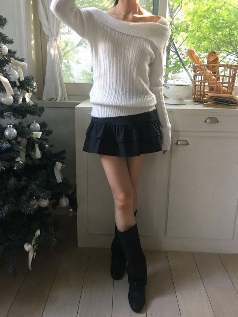 Frill mini stripe skirt pt