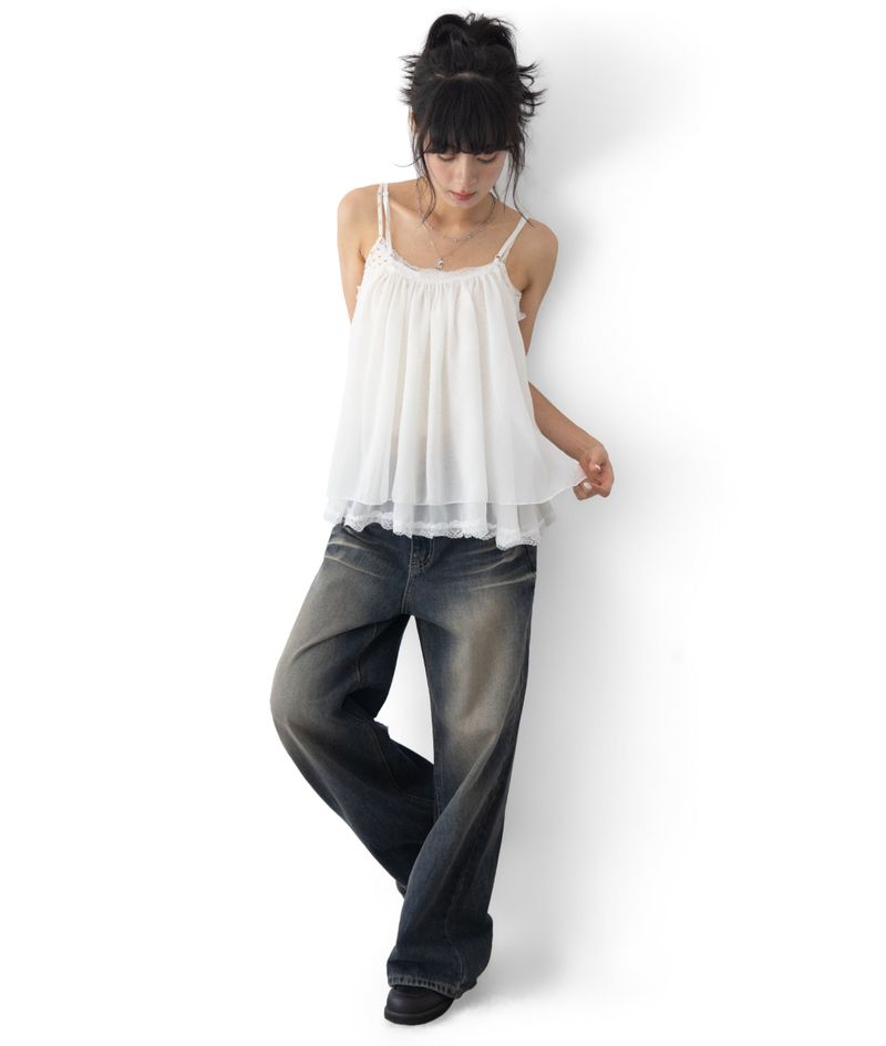 Pony Adjustable Strap Chiffon Top