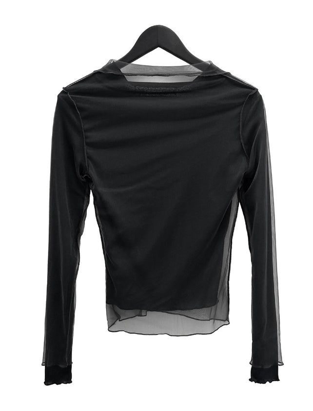 Folden Mesh Layered Collar Tee