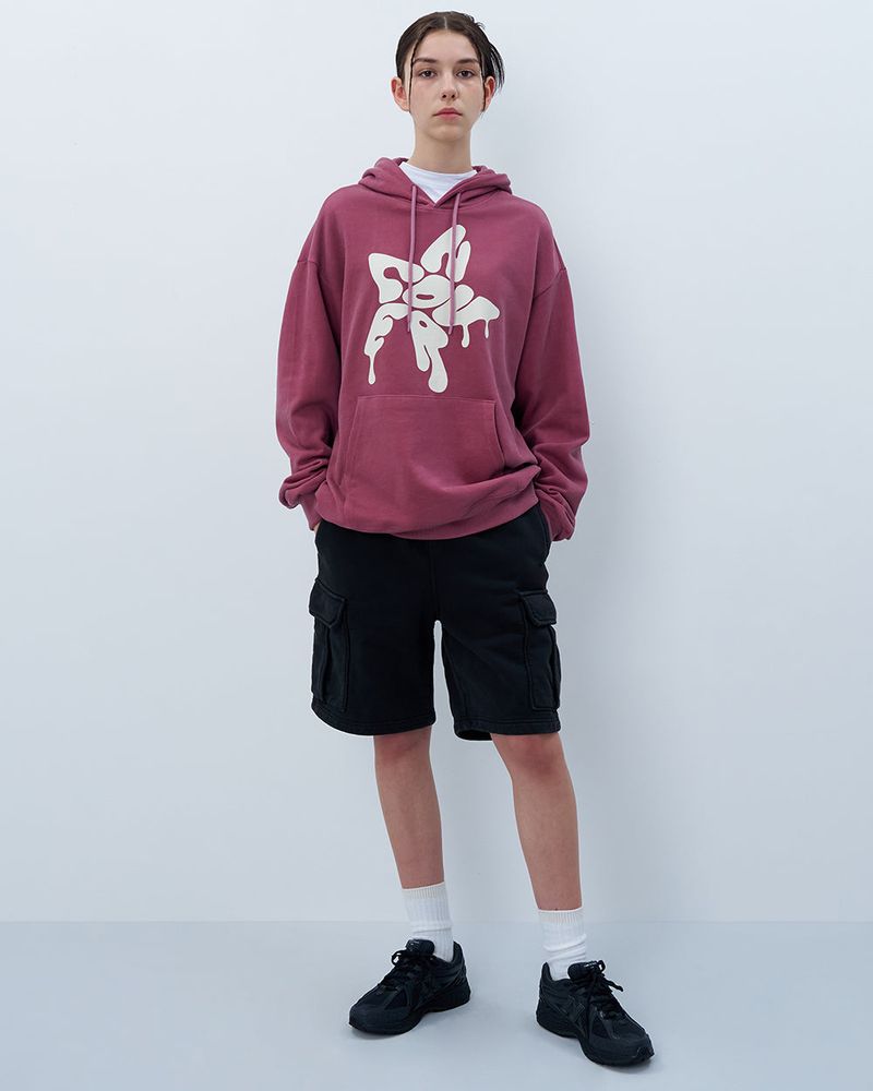 MELTING STAR LOGO PIGMENT HOODIE-PURPLE