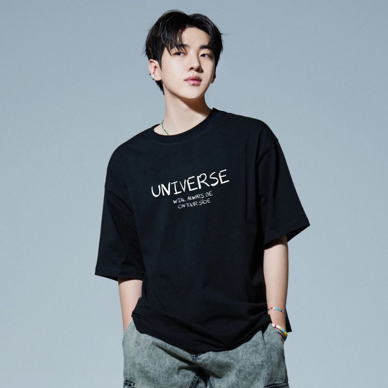 HOLYNUMBER7 X DKZ JAECHAN LETTERING BLACK T-SHITRS