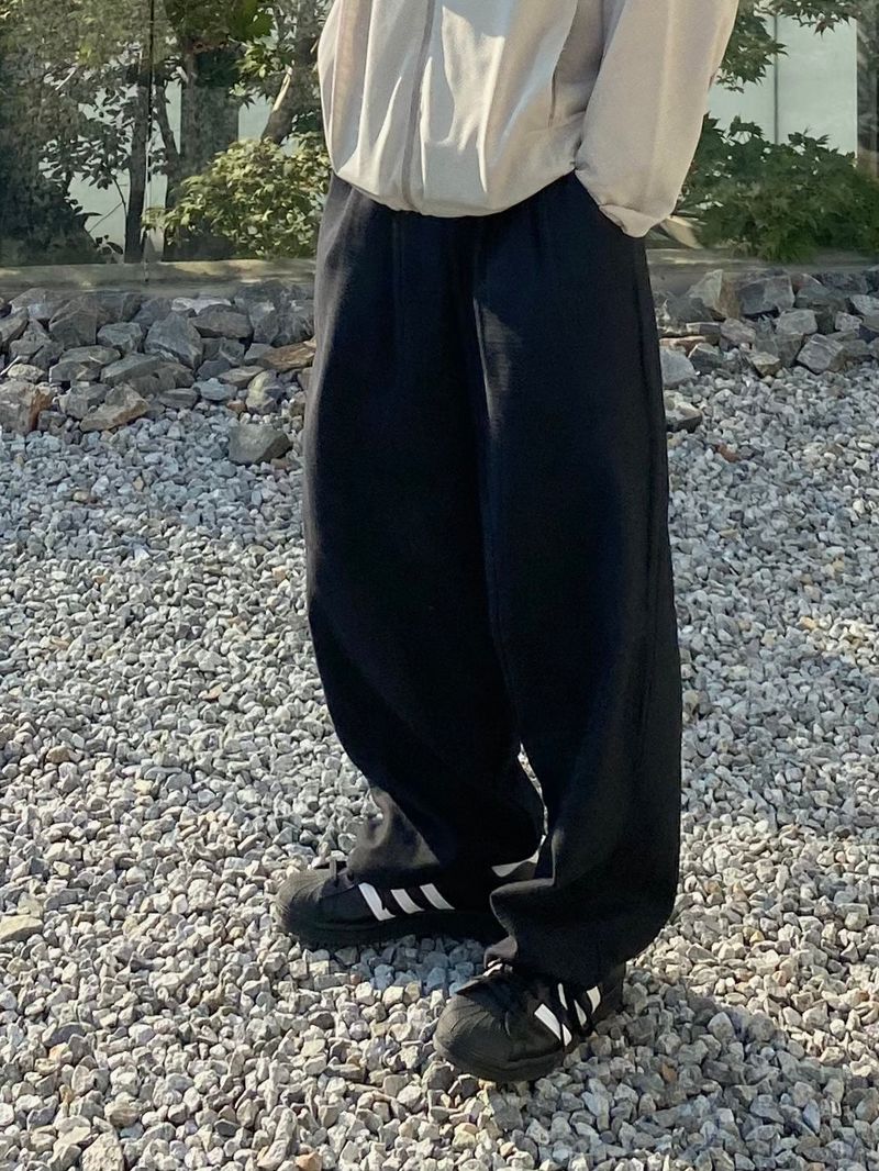 Pastel Balloon Pants White Black 2C