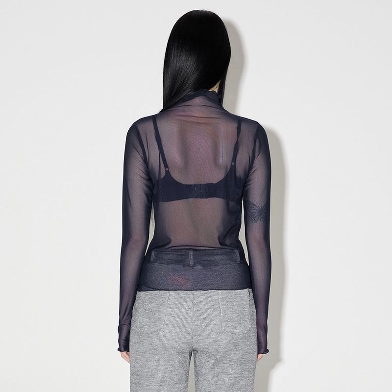 レイヤードシースルートップス / Layered See-through Top [NAVY]