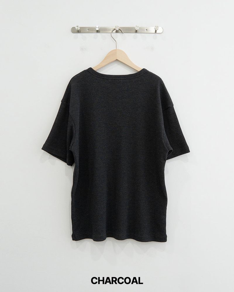 Shield Henley neck Waffle Short Sleeve T