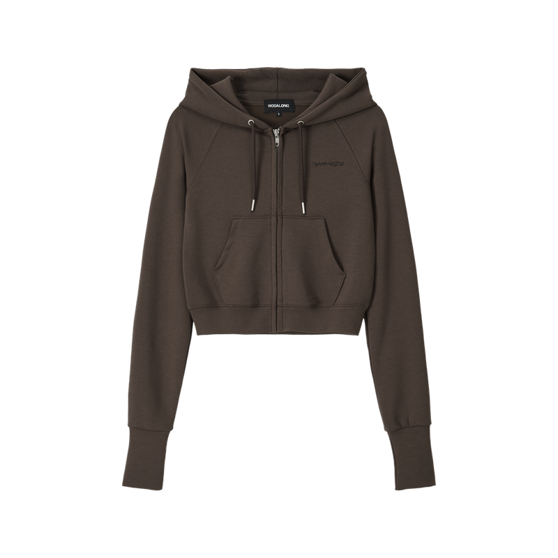 AirSoft Essential Crop Hood Zip-up - BROWN