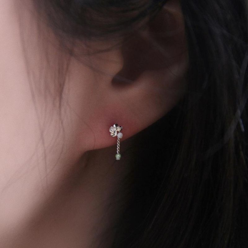 [CCNMADE] Plumeria Silverchain Earring (9color)