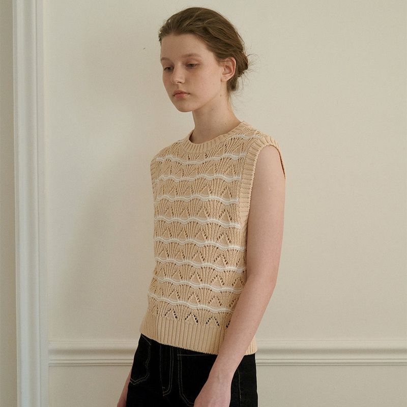 Wave knit vest