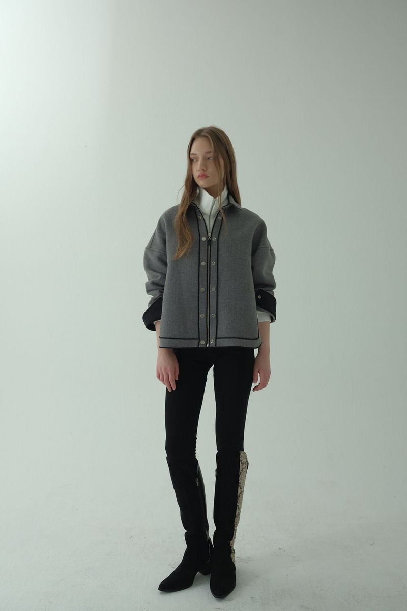WOOL BLENDING ZIP-UP JACKET_MELANGE GRAY