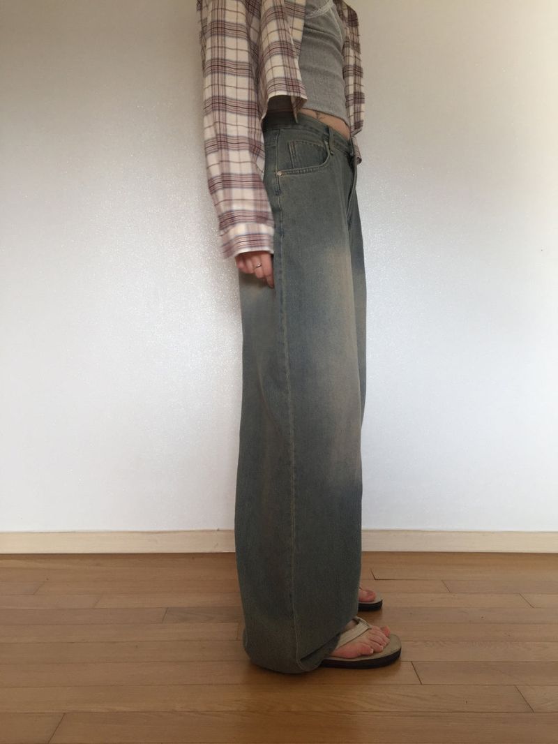 Touch denim wide long pants (2 colors)