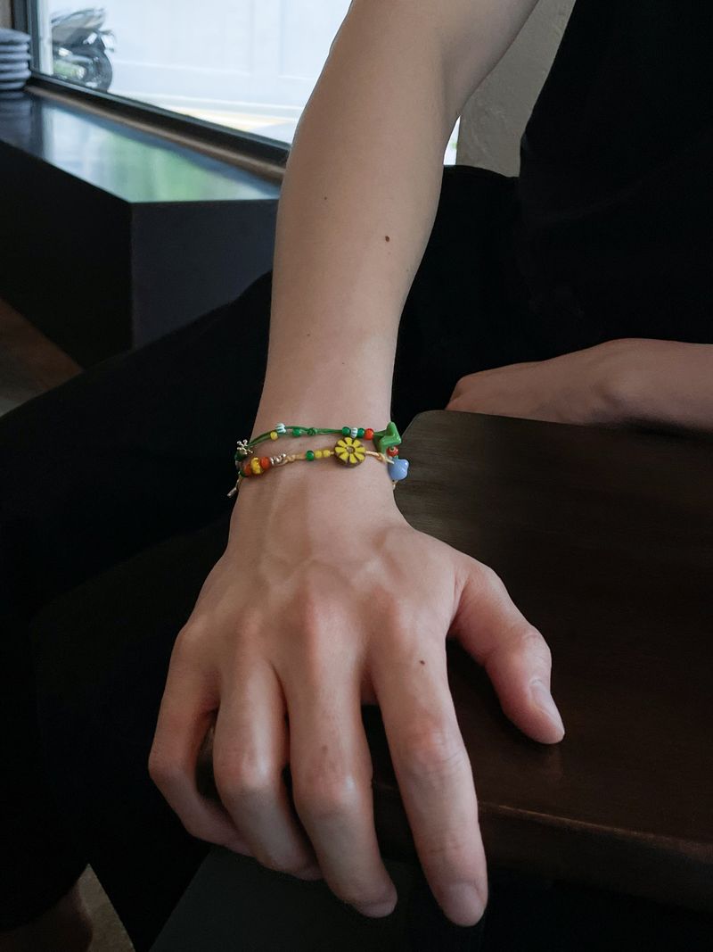 Silver 925 Toggle color beads bracelet