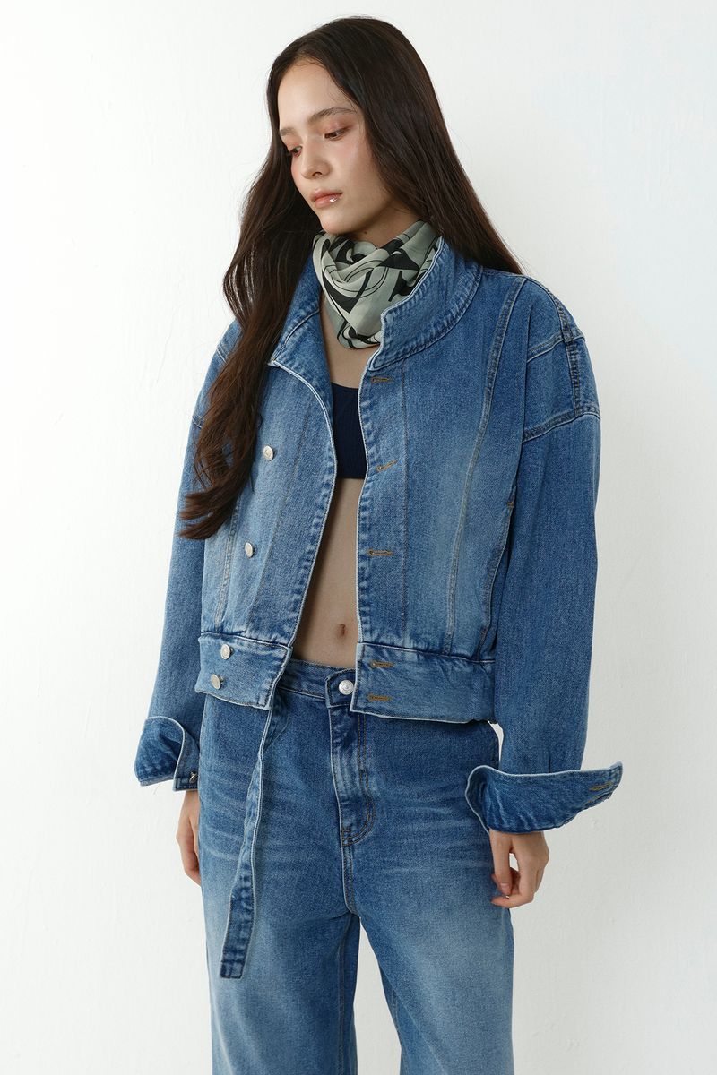 OBLIQUE DENIM JACKET_BLUE