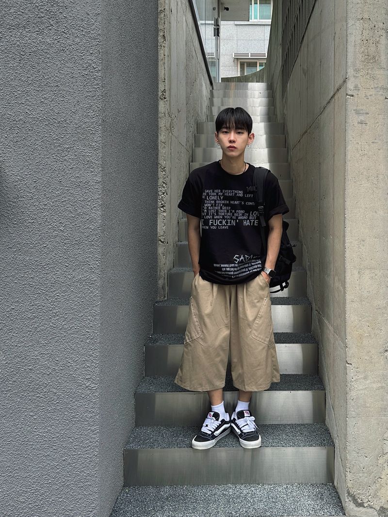 Tommy Diagonal Pocket Stitch Bermuda Pants 4C