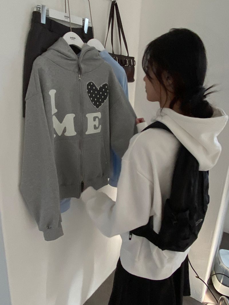 Love me!♥ hood zip-up (2color)