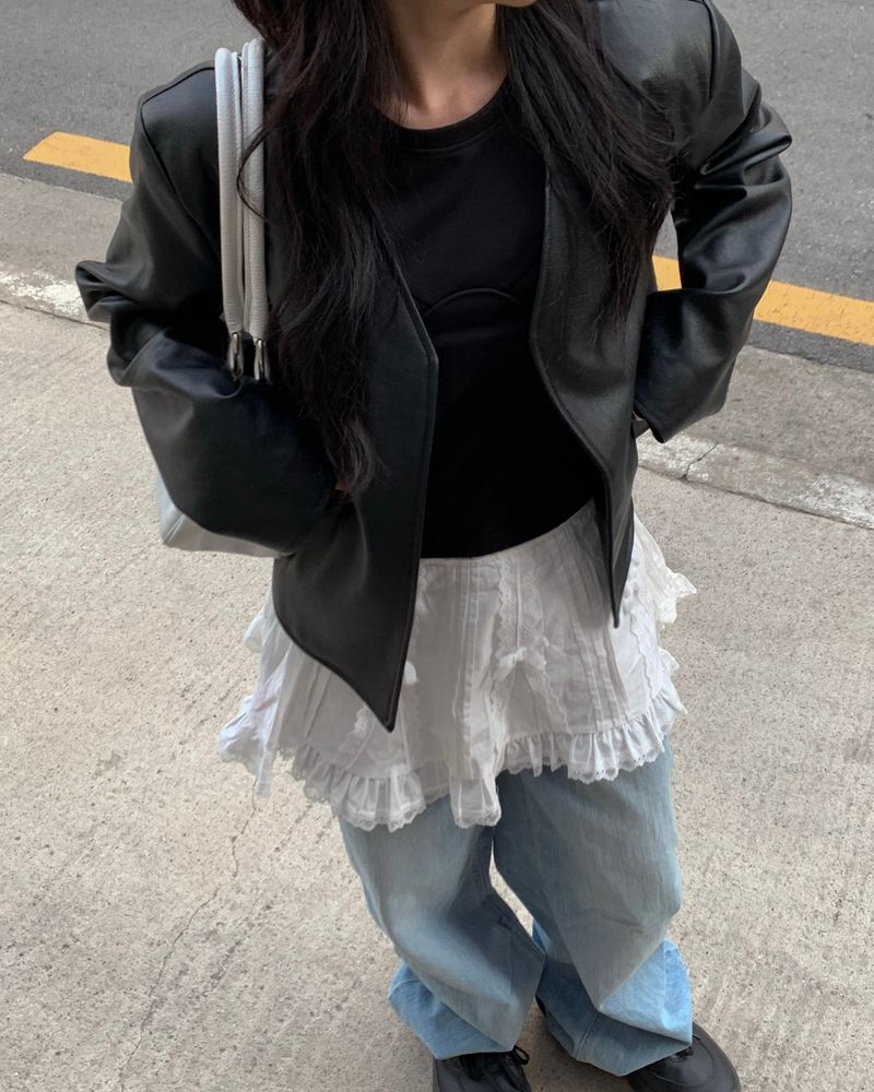 Ribbon frill mini skirt